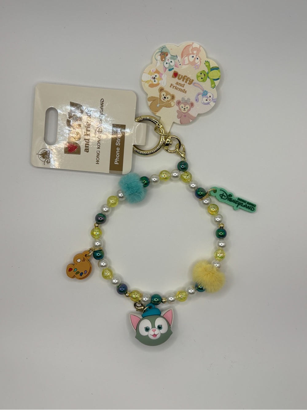 Disney HK Disneyland Duffy & Friends Beaded Gelatoni Cat Phone Strap Keychain